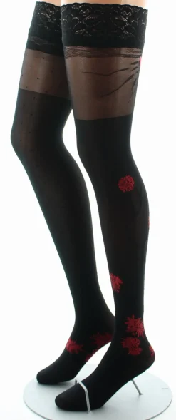 Discount Berthe Aux Grands Pieds Bas autofixant agapanthes rouge fond noir