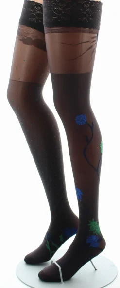 Fashion Berthe Aux Grands Pieds Bas autofixants agapanthes vert et bleu fond prune