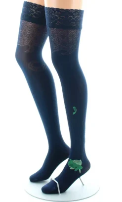 Sale Berthe Aux Grands Pieds Bas autofixants femme poissons bleu marine et vert