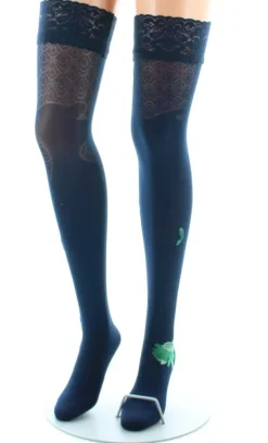 Sale Berthe Aux Grands Pieds Bas autofixants femme poissons bleu marine et vert