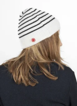 New Berthe Aux Grands Pieds Bonnet mixte Ecru Rayé Marine en pure laine merinos