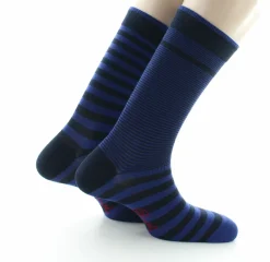 Discount Berthe Aux Grands Pieds Chaussette à Rayures Asymétriques Marine et Bleu