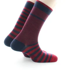 New Berthe Aux Grands Pieds Chaussette à Rayures asymétriques Rouge et Marine
