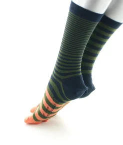 Online Berthe Aux Grands Pieds Chaussette Tabi rayures asymétriques marine kaki et orange