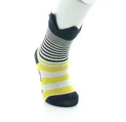 Discount Berthe Aux Grands Pieds Chaussettes bébé fil d'Ecosse couronne marine sur rayures jaunes