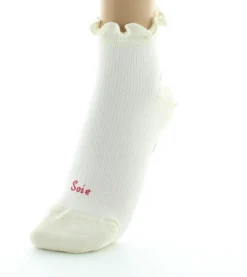 Hot Berthe Aux Grands Pieds Chaussettes Courtes en soie à côtes écru