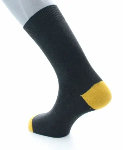 Best Berthe Aux Grands Pieds Chaussettes en coton Anthracite et Jaune