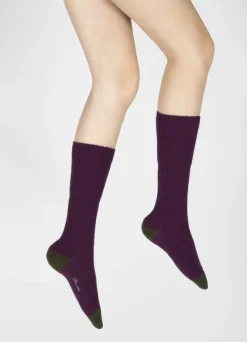 New Berthe Aux Grands Pieds Chaussettes en mohair Prune