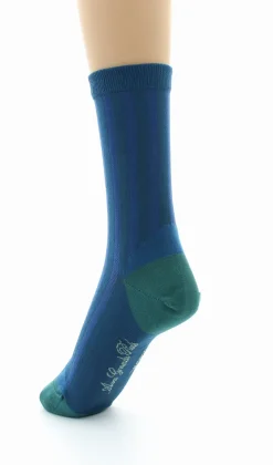 Fashion Berthe Aux Grands Pieds Chaussettes en Soie Bleu Minuit - Talon et pointe Turquoise