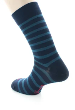 Outlet Berthe Aux Grands Pieds Chaussettes en Soie bleu marine à rayures bleu nuit