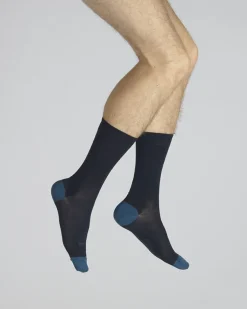 Discount Berthe Aux Grands Pieds Chaussettes En Soie Bleu marine Et Bleu Amiral
