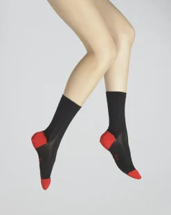 Online Berthe Aux Grands Pieds Chaussettes en soie noir-rouge