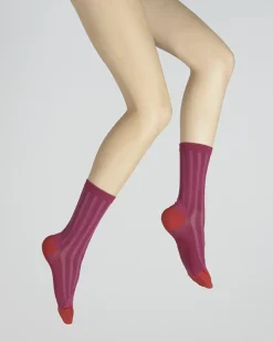 Sale Berthe Aux Grands Pieds Chaussettes en soie Rose et Rouge