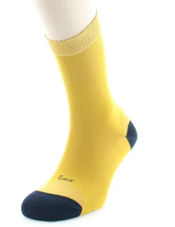 New Berthe Aux Grands Pieds Chaussettes En Soie Tournesol Et Bleu Marine
