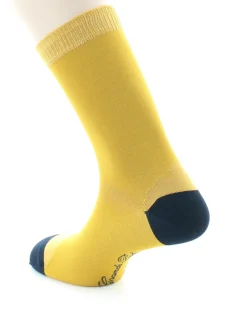 New Berthe Aux Grands Pieds Chaussettes En Soie Tournesol Et Bleu Marine