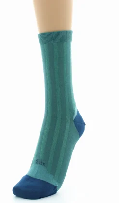 Hot Berthe Aux Grands Pieds Chaussettes en Soie Turquoise - Talon et pointe Bleu Indigo
