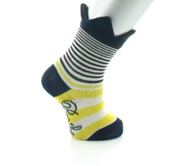 Fashion Berthe Aux Grands Pieds Chaussettes enfant fil d'Ecosse couronne marine sur rayures jaunes