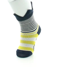 Fashion Berthe Aux Grands Pieds Chaussettes enfant fil d'Ecosse couronne marine sur rayures jaunes