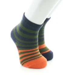 Fashion Berthe Aux Grands Pieds Chaussettes Enfant Rayures Asymétriques kaki et marine
