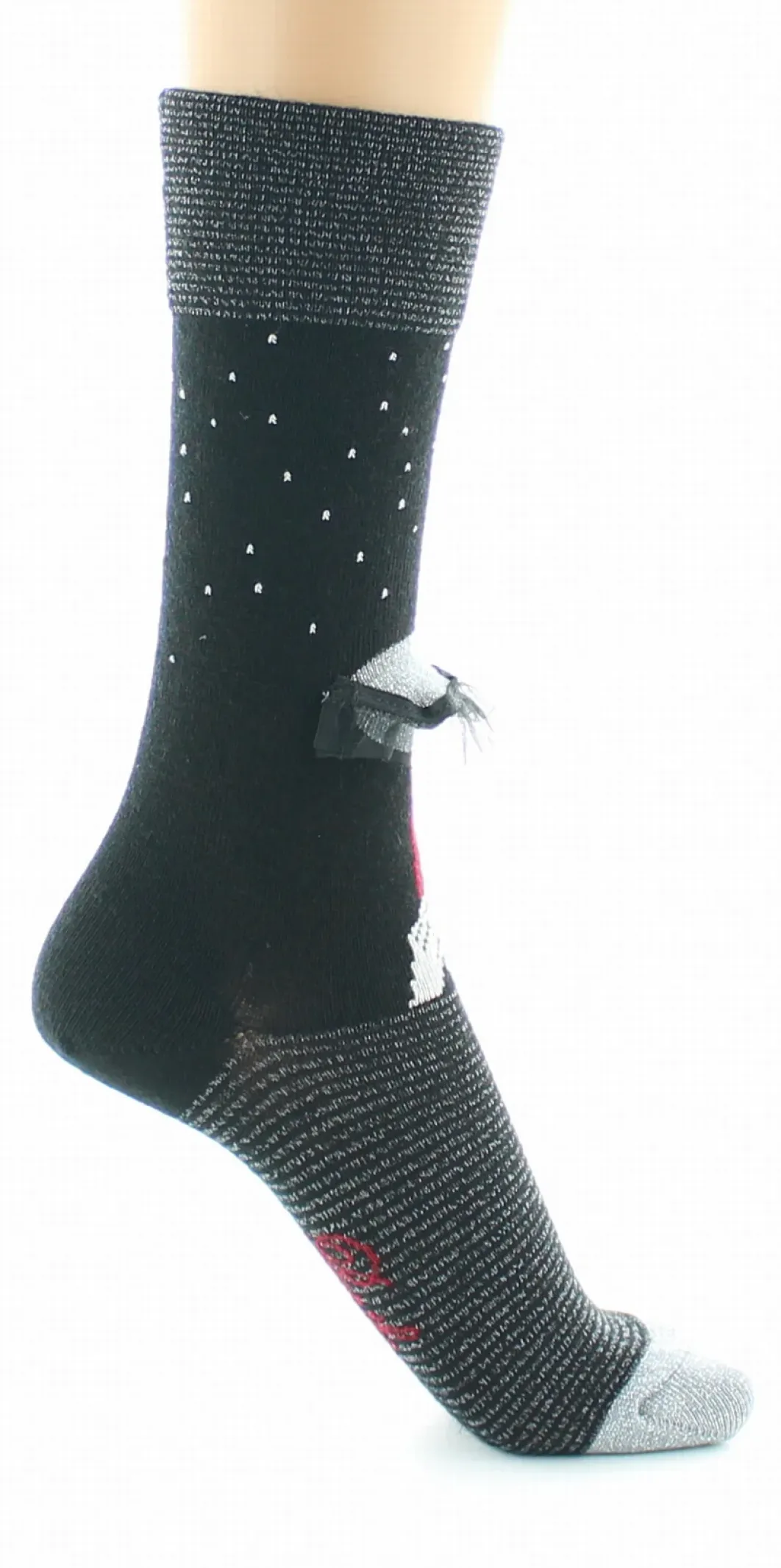 Sale Berthe Aux Grands Pieds Chaussettes Femme Au Parapluie Noir Et Argent