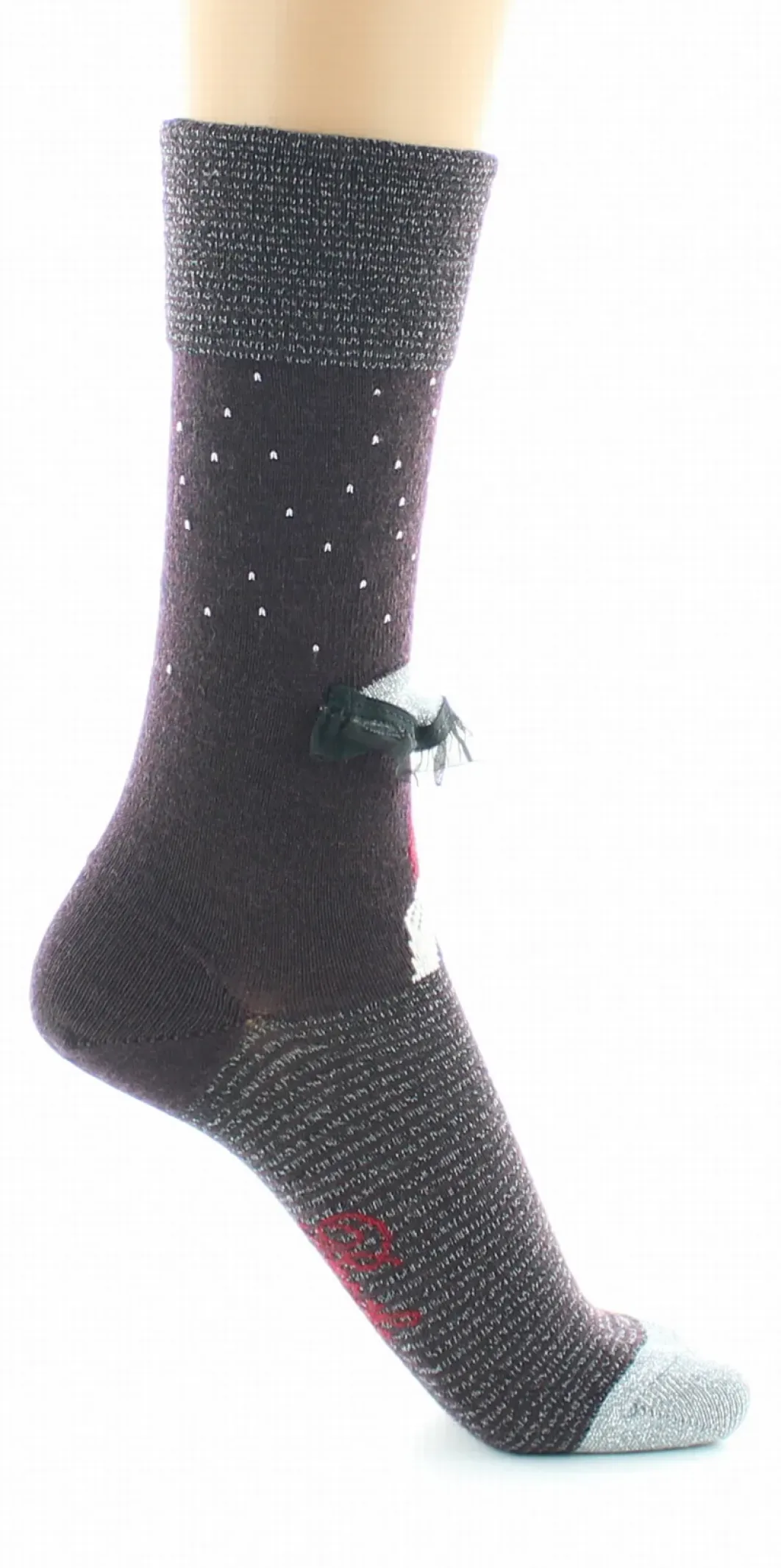 Hot Berthe Aux Grands Pieds Chaussettes Femme Au Parapluie Bordeaux et Argent
