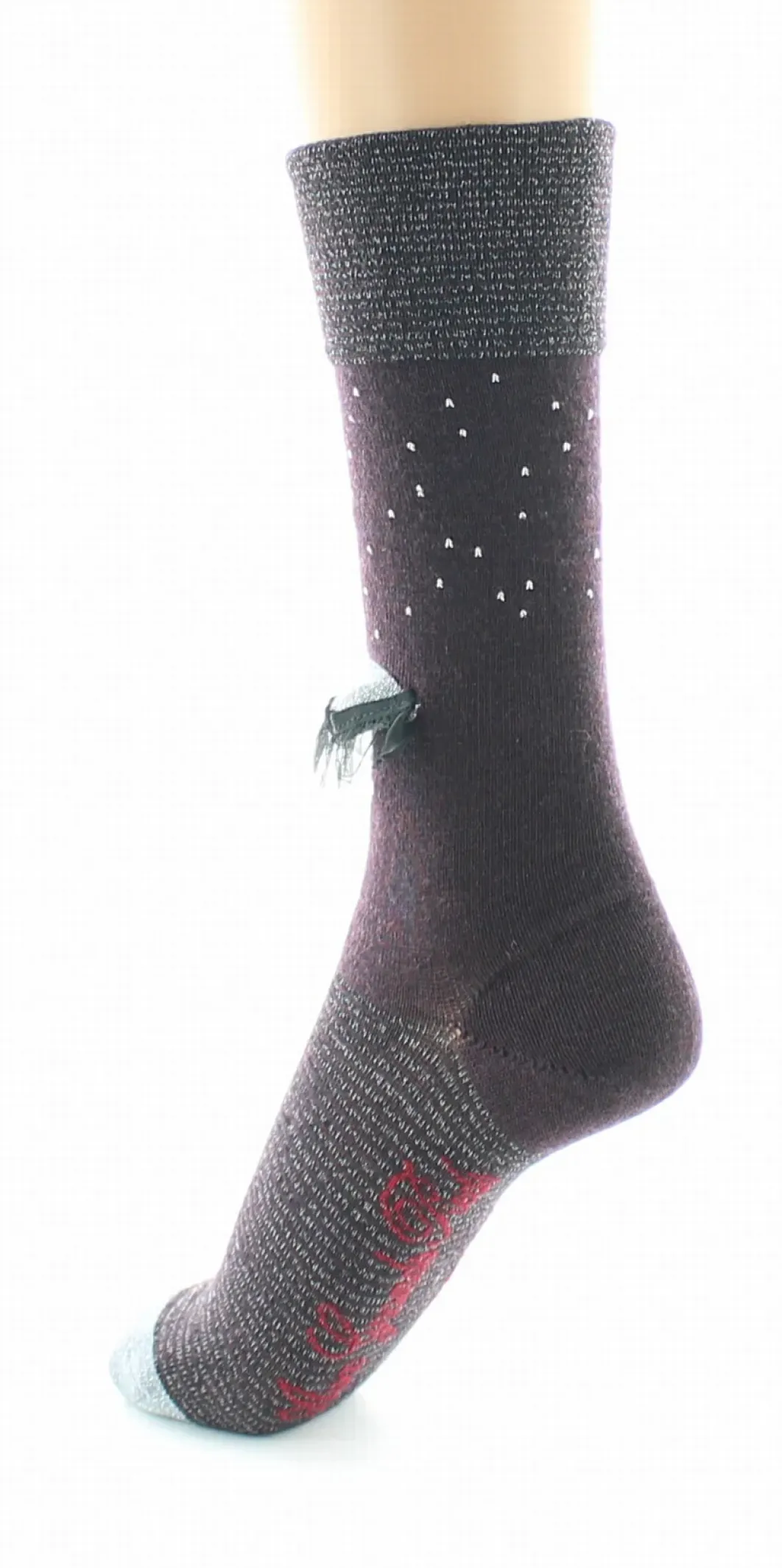 Hot Berthe Aux Grands Pieds Chaussettes Femme Au Parapluie Bordeaux et Argent