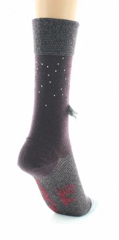 Hot Berthe Aux Grands Pieds Chaussettes Femme Au Parapluie Bordeaux et Argent