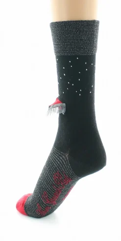 New Berthe Aux Grands Pieds Chaussettes Femme Au Parapluie Noir et Rouge