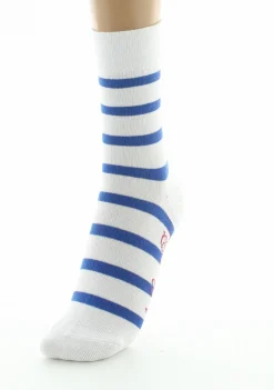 New Berthe Aux Grands Pieds Chaussettes femme coton blanc rayé bleu