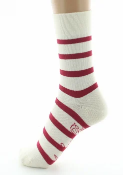 Sale Berthe Aux Grands Pieds Chaussettes femme coton écru rayé rouge