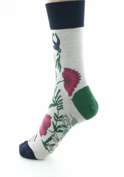 Hot Berthe Aux Grands Pieds Chaussettes femme fil d'Ecosse Fleurs et Feuilles