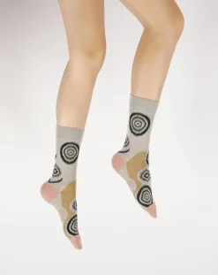 Best Berthe Aux Grands Pieds Chaussettes femme fil d'Ecosse graphisme géométrique