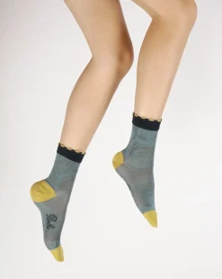 Sale Berthe Aux Grands Pieds Chaussettes femme fil d'Ecosse motifs Art Déco