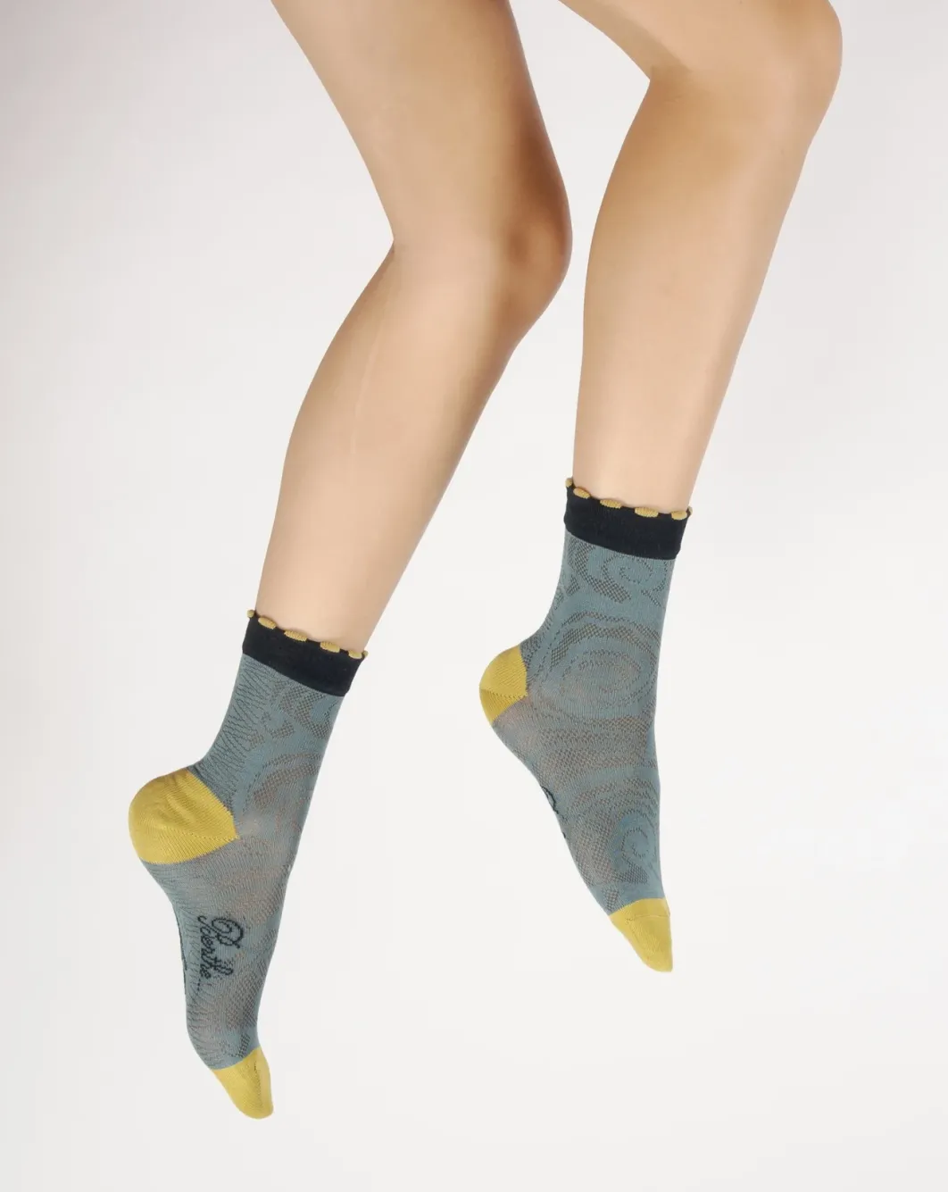 Sale Berthe Aux Grands Pieds Chaussettes femme fil d'Ecosse motifs Art Déco