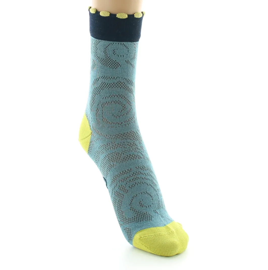 Sale Berthe Aux Grands Pieds Chaussettes femme fil d'Ecosse motifs Art Déco