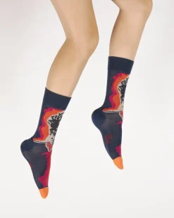 Outlet Berthe Aux Grands Pieds Chaussettes femme fil d'Ecosse représentation de la femme au foulard
