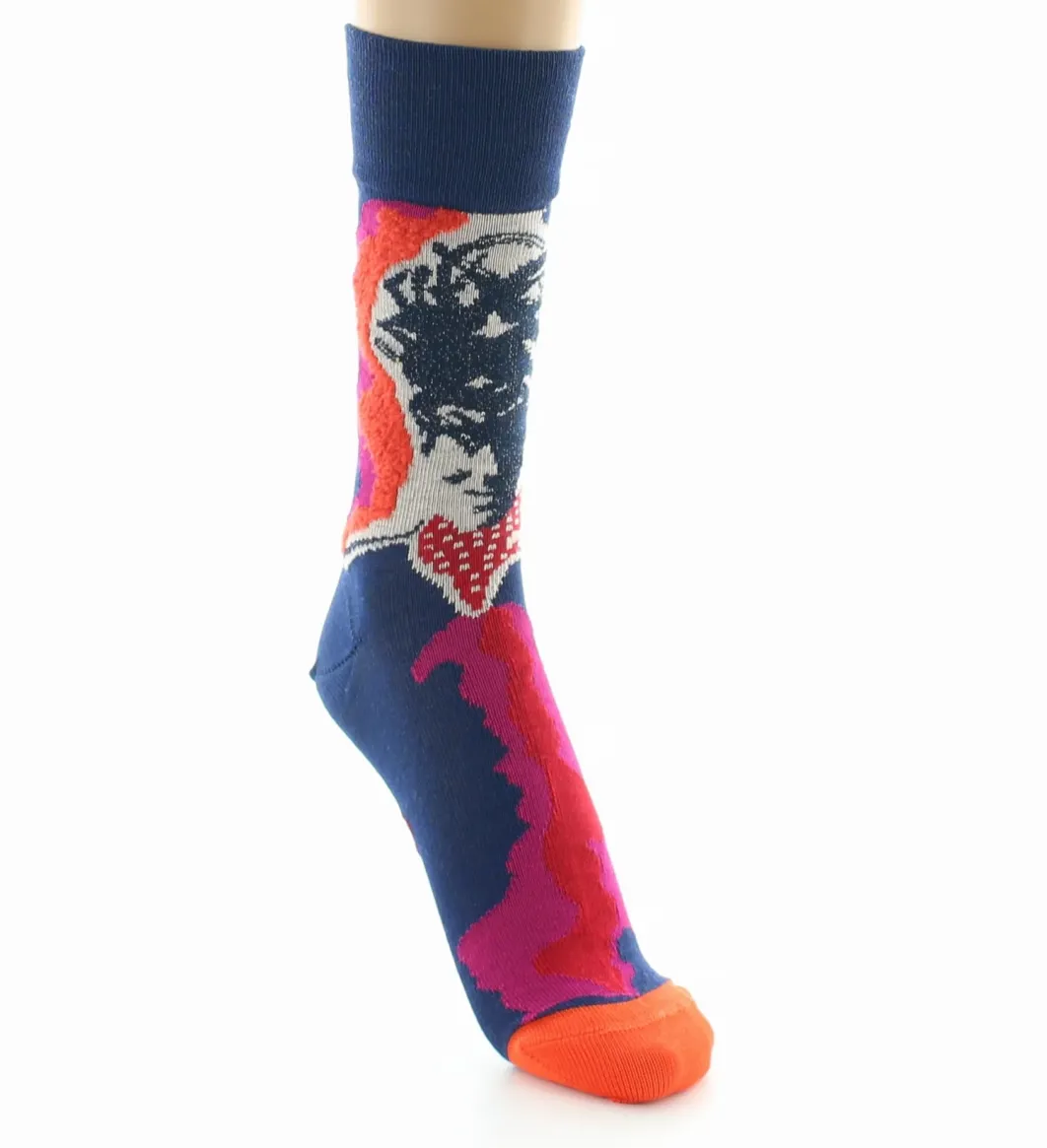 Outlet Berthe Aux Grands Pieds Chaussettes femme fil d'Ecosse représentation de la femme au foulard