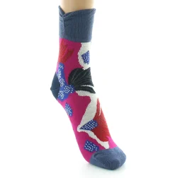 Outlet Berthe Aux Grands Pieds Chaussettes femme fil d'ecosse fleurs sauvages