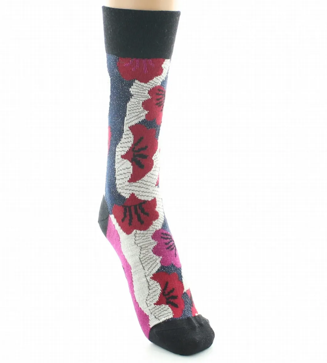 Fashion Berthe Aux Grands Pieds Chaussettes femme laine peignée coquelicot