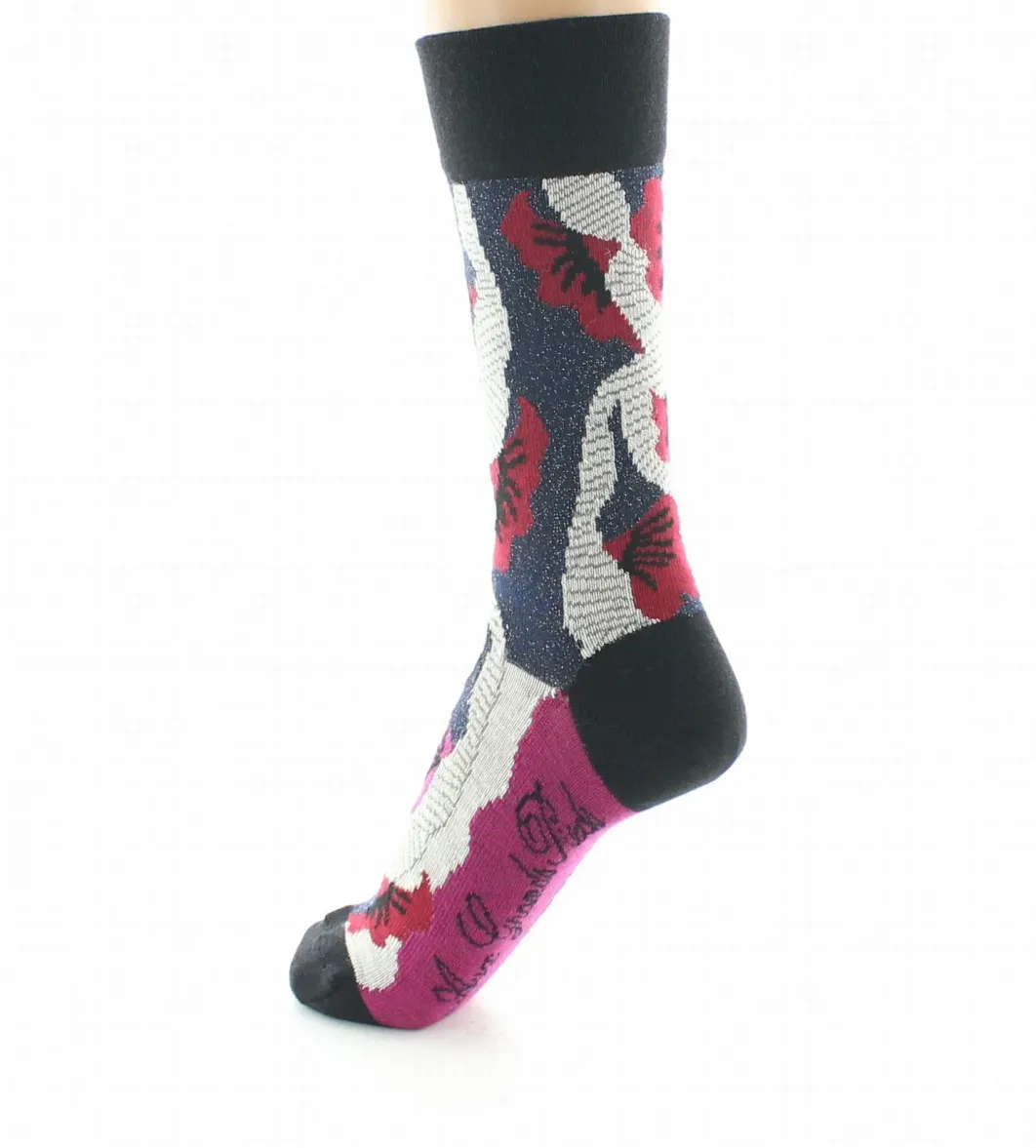 Fashion Berthe Aux Grands Pieds Chaussettes femme laine peignée coquelicot
