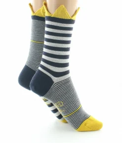 Discount Berthe Aux Grands Pieds Chaussettes femme laine peignée couronne jaune