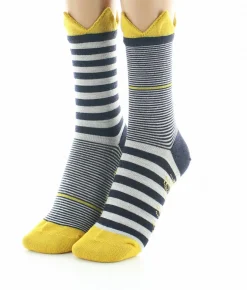 Discount Berthe Aux Grands Pieds Chaussettes femme laine peignée couronne jaune