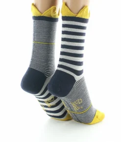 Discount Berthe Aux Grands Pieds Chaussettes femme laine peignée couronne jaune