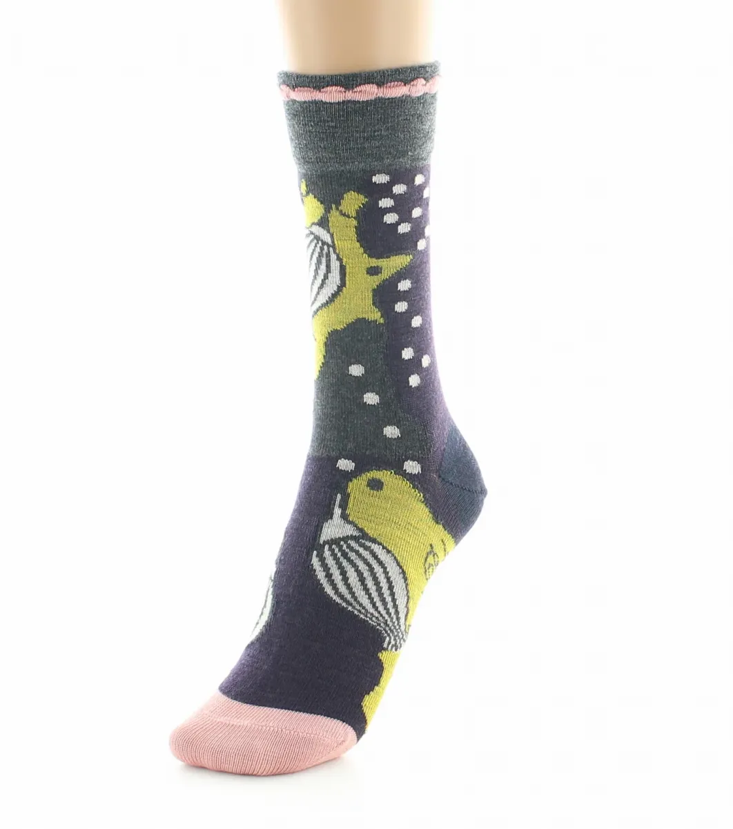 Online Berthe Aux Grands Pieds Chaussettes femme laine peignée fleurs closes