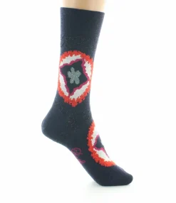 Clearance Berthe Aux Grands Pieds Chaussettes femme laine peignée cercles de feux