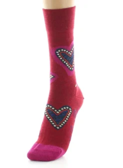 Fashion Berthe Aux Grands Pieds Chaussettes femme laine peignée cœur rouge