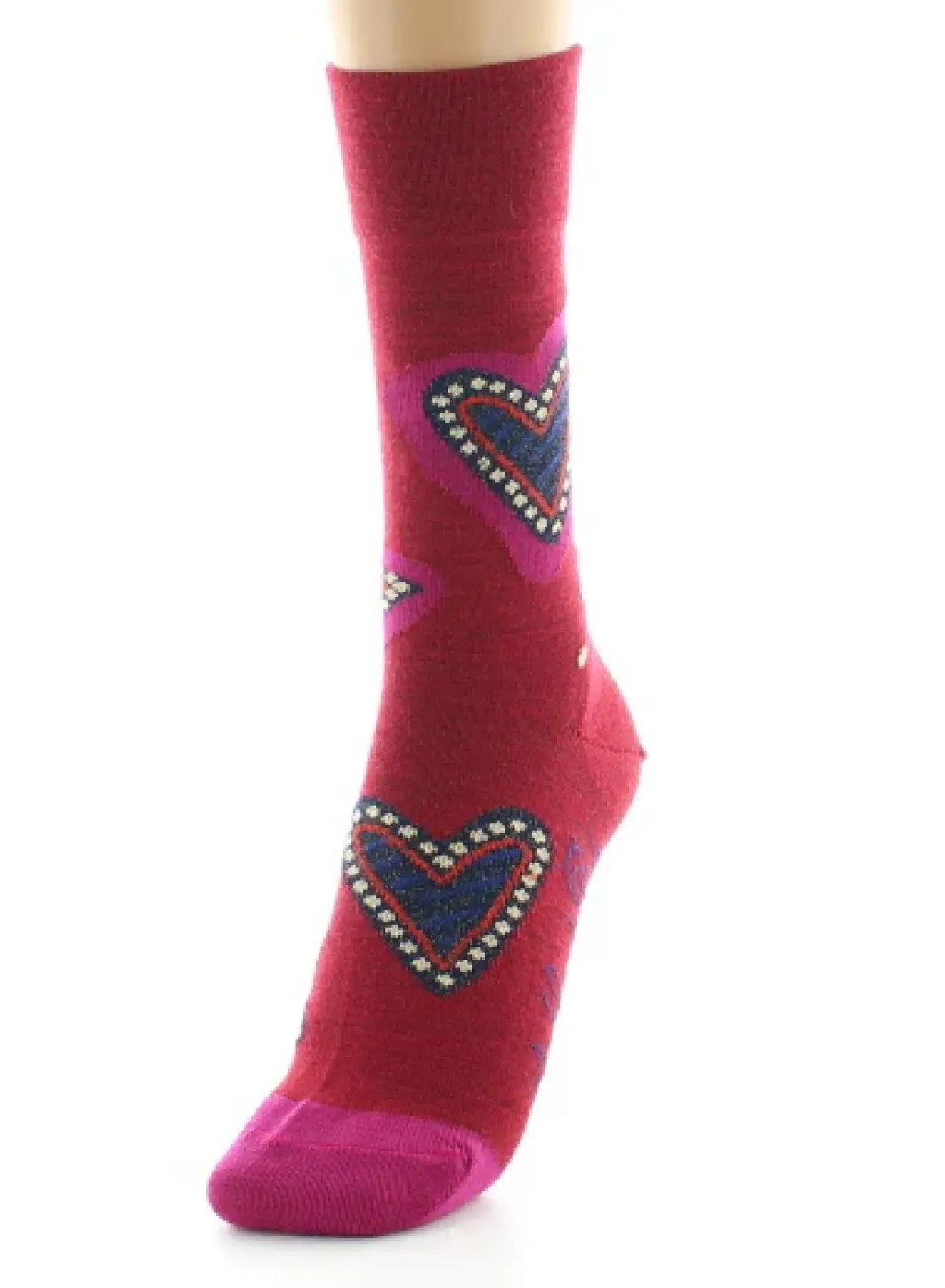 Fashion Berthe Aux Grands Pieds Chaussettes femme laine peignée cœur rouge