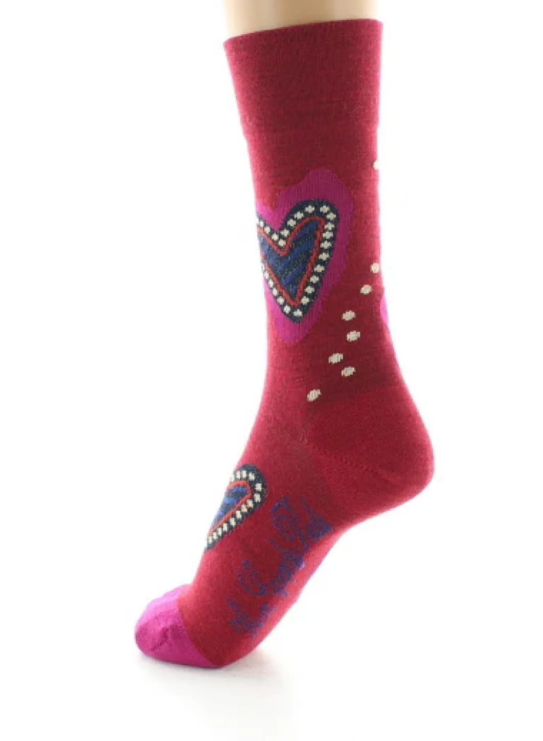 Fashion Berthe Aux Grands Pieds Chaussettes femme laine peignée cœur rouge