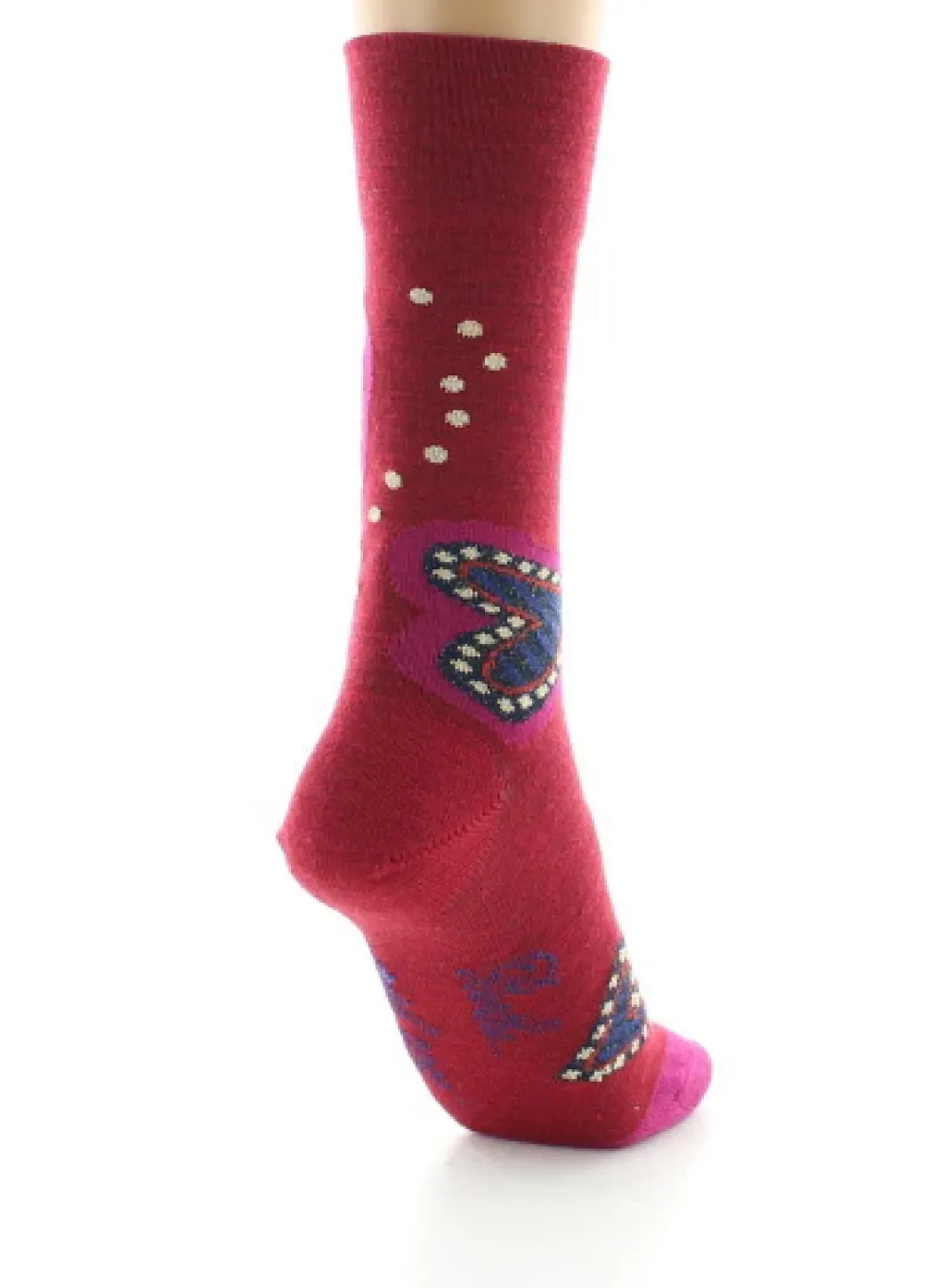 Fashion Berthe Aux Grands Pieds Chaussettes femme laine peignée cœur rouge