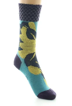 New Berthe Aux Grands Pieds Chaussettes femme laine peignée feuilles d'or